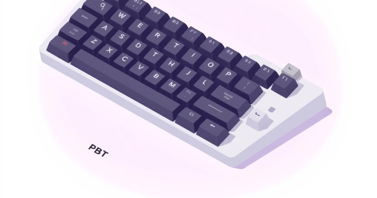 Isometric keycaps showing surface texture differences between matte PBT and glossy ABS materials side by side